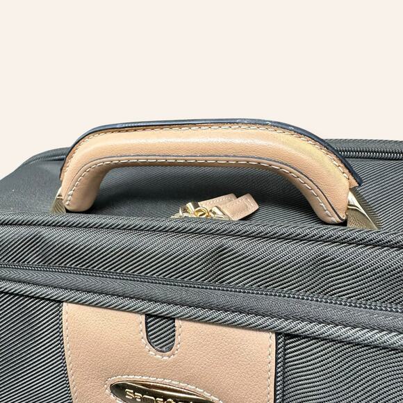 Samsonite Olive Green Carry-On Bag Tan Leather Trim Travel Tote (NWT) - Picture 13 of 13